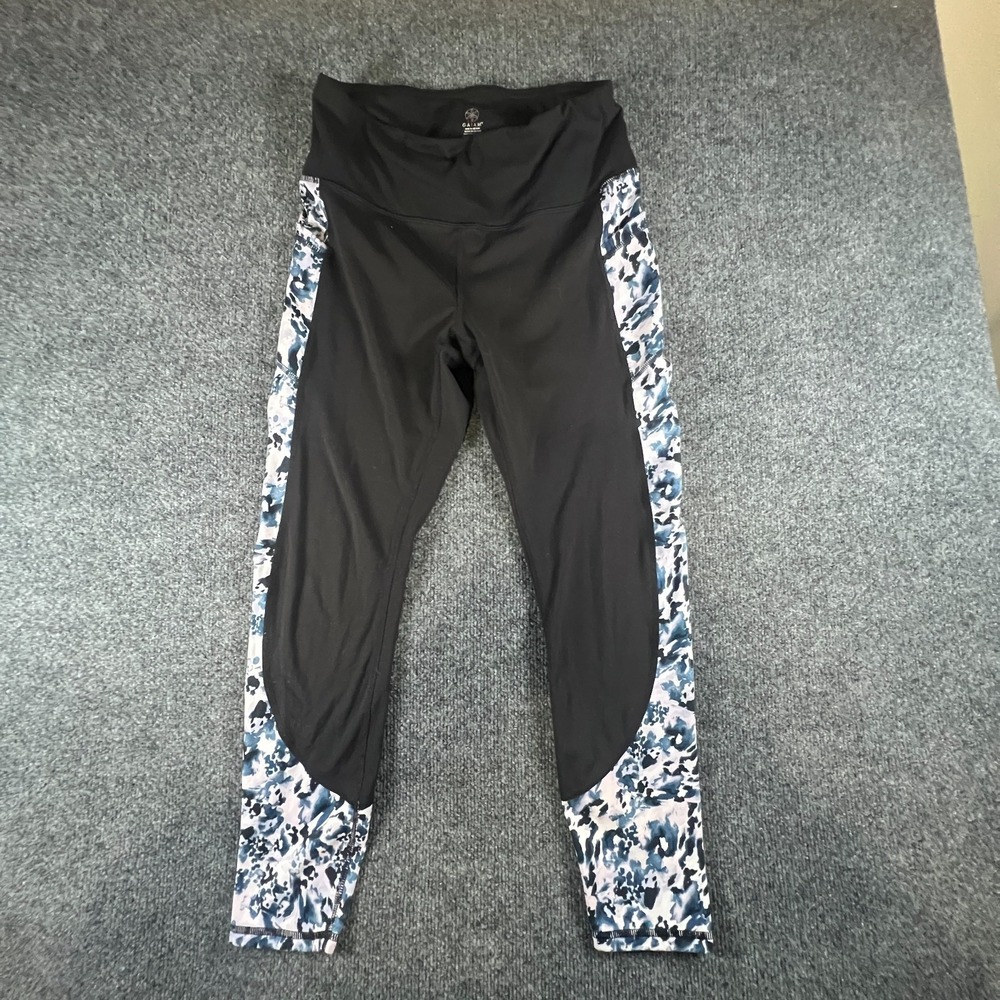 Gaiam Compression Leggings Womens 28x25 Black Floral Stretch High Waisted Yoga‎